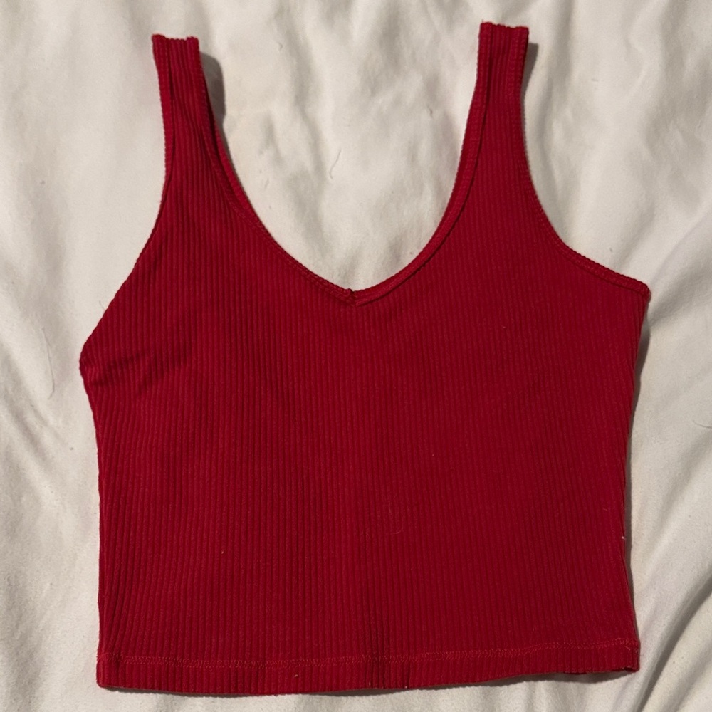 Hollister Red Ribbed Crop Top